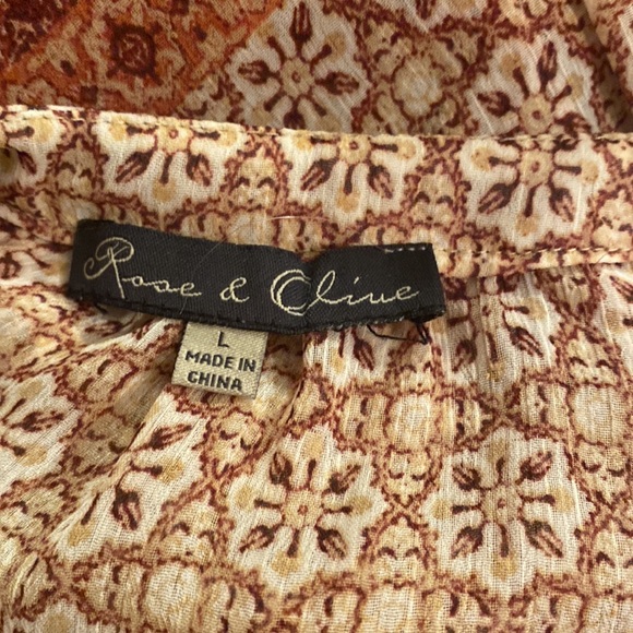 🌹NWOT Rose and olive Sheer brown, tan And Rust top size L🌹 - Picture 7 of 7